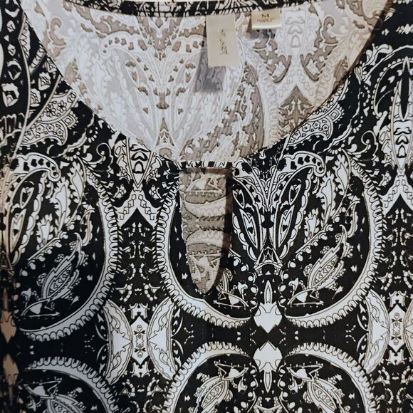 Tacera Black and White Patterned Dress - Picture 4 of 16